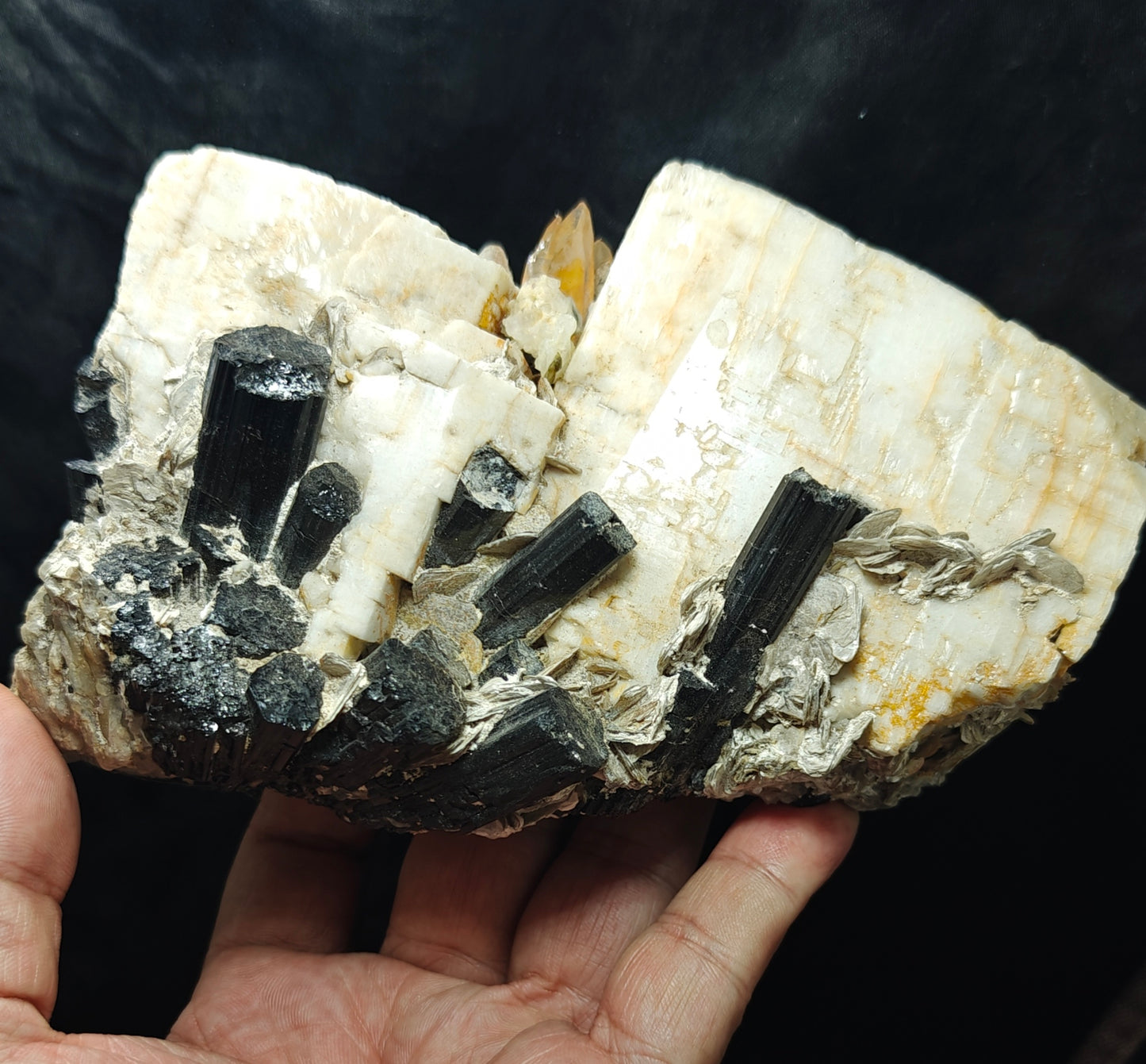 Beautiful Black Tourmaline Specimen with Albite and Quartz Crystals 1450 grams