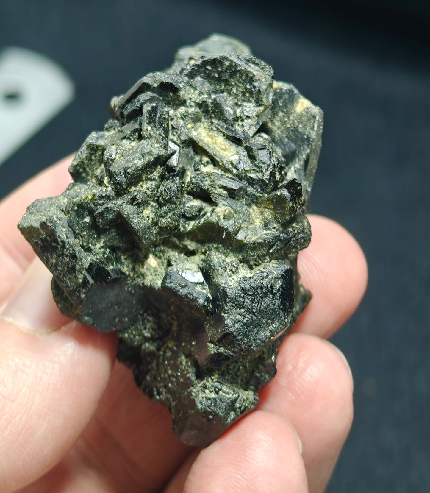 Natural dark green color epidote crystal 77 grams