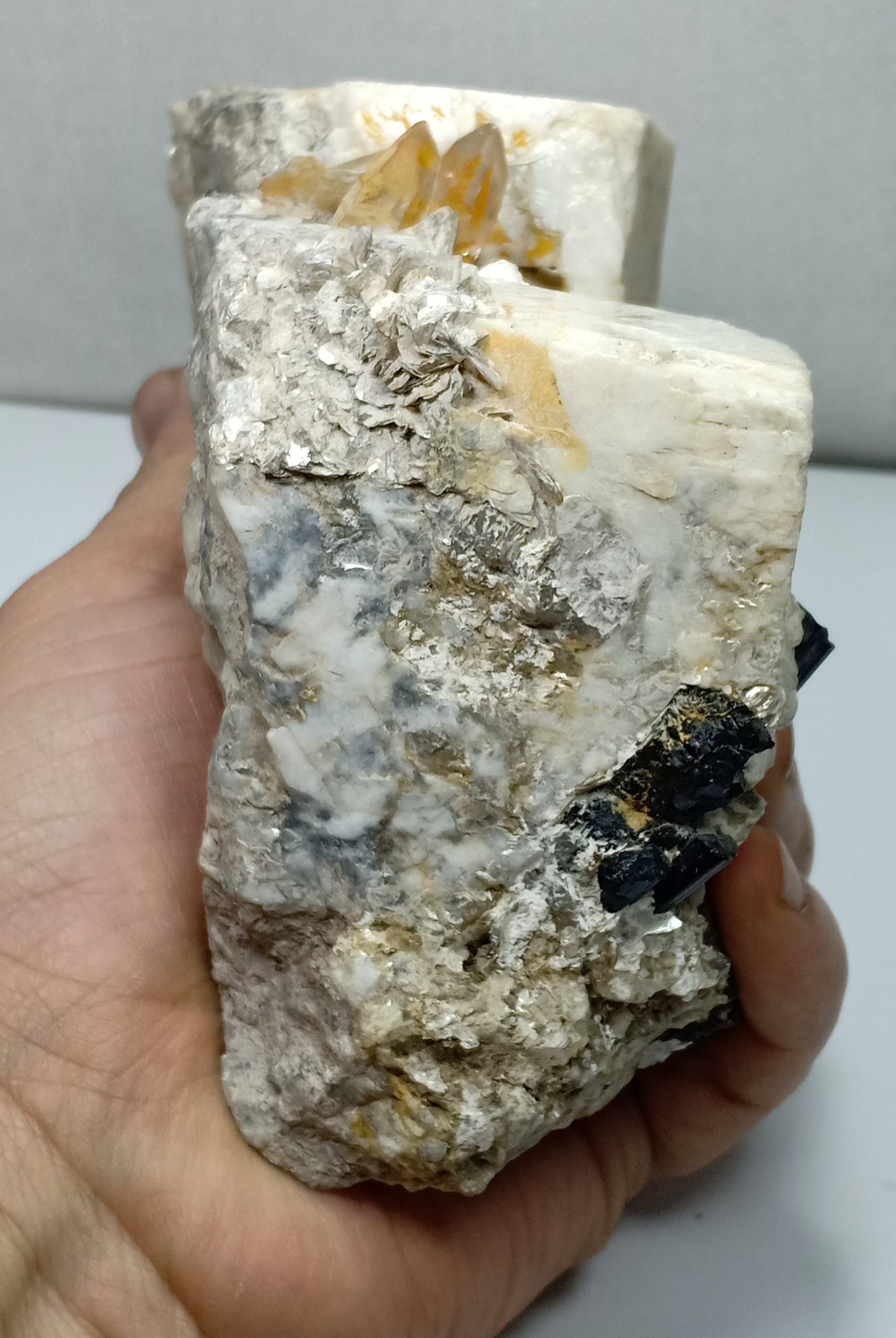 Beautiful Black Tourmaline Specimen with Albite and Quartz Crystals 1450 grams