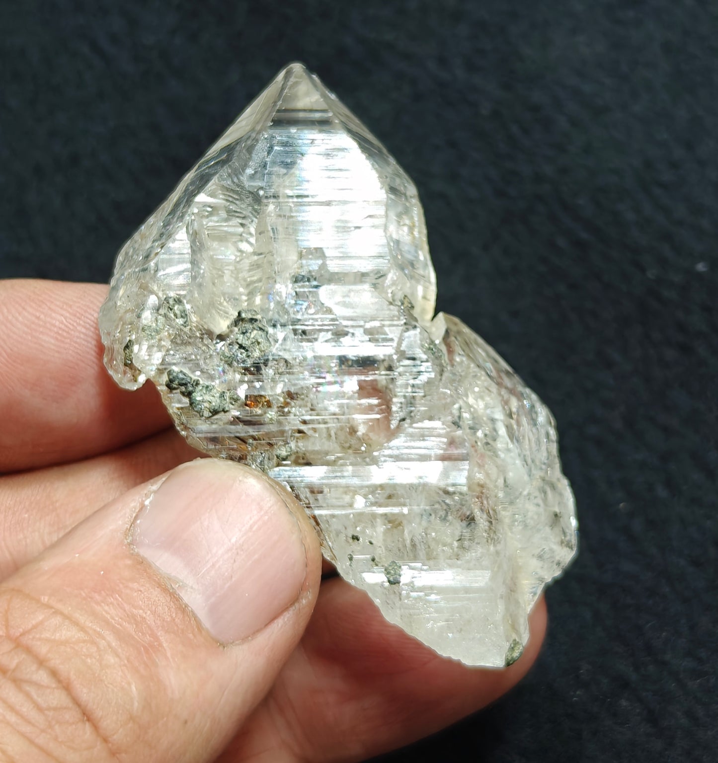 Terminated quartz crystal with unique inclusions 42 grams