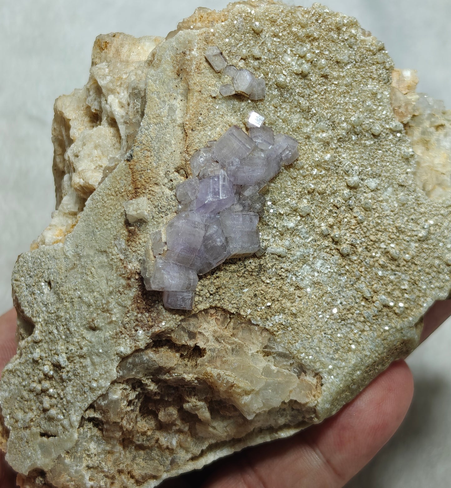 Purple Apatite crystals on matrix 486 grams