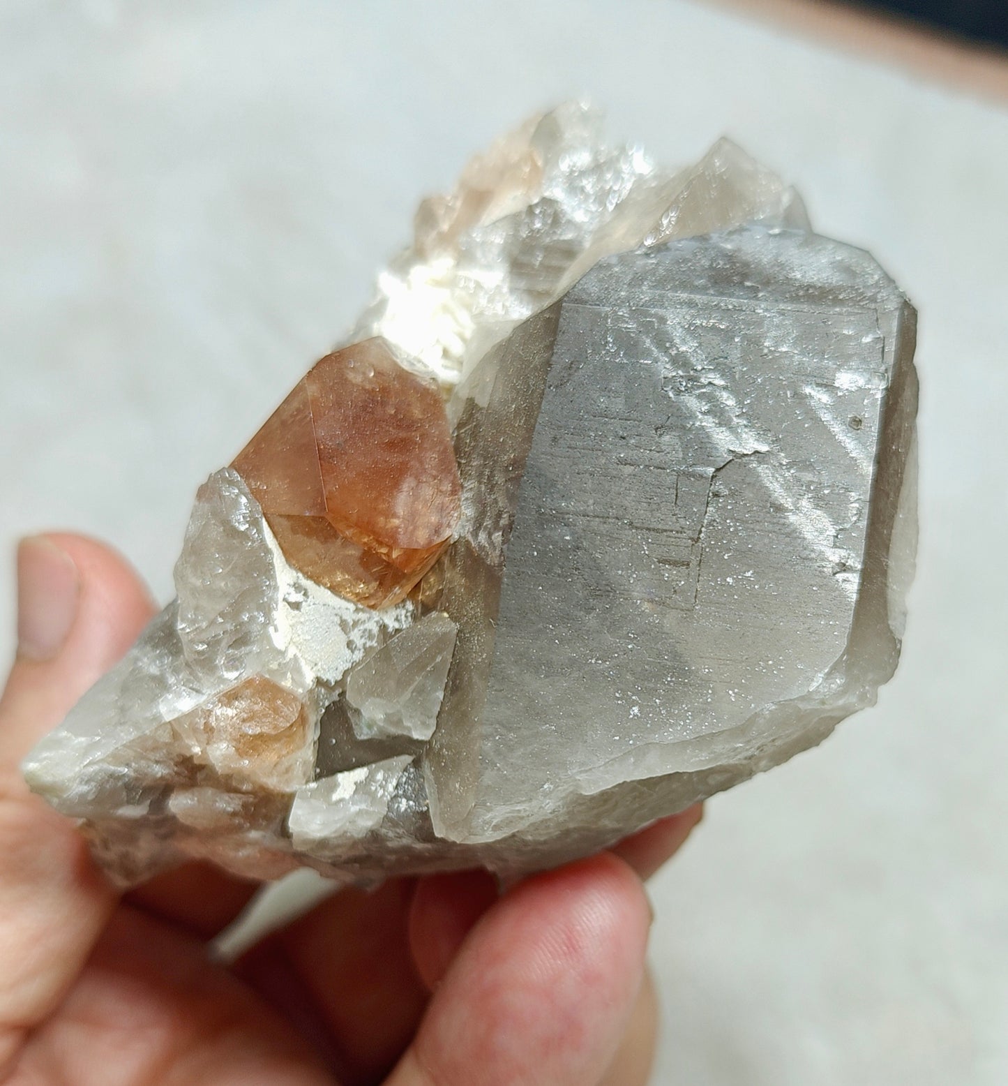 Peach color Topaz crystal on matrix 400 grams