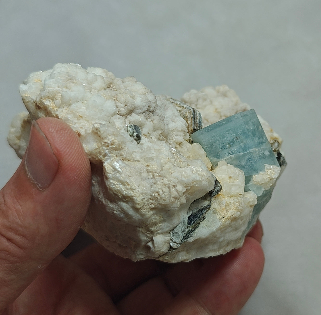 Afghanistan Aquamarine Crystal on matrix with albite 500 grams