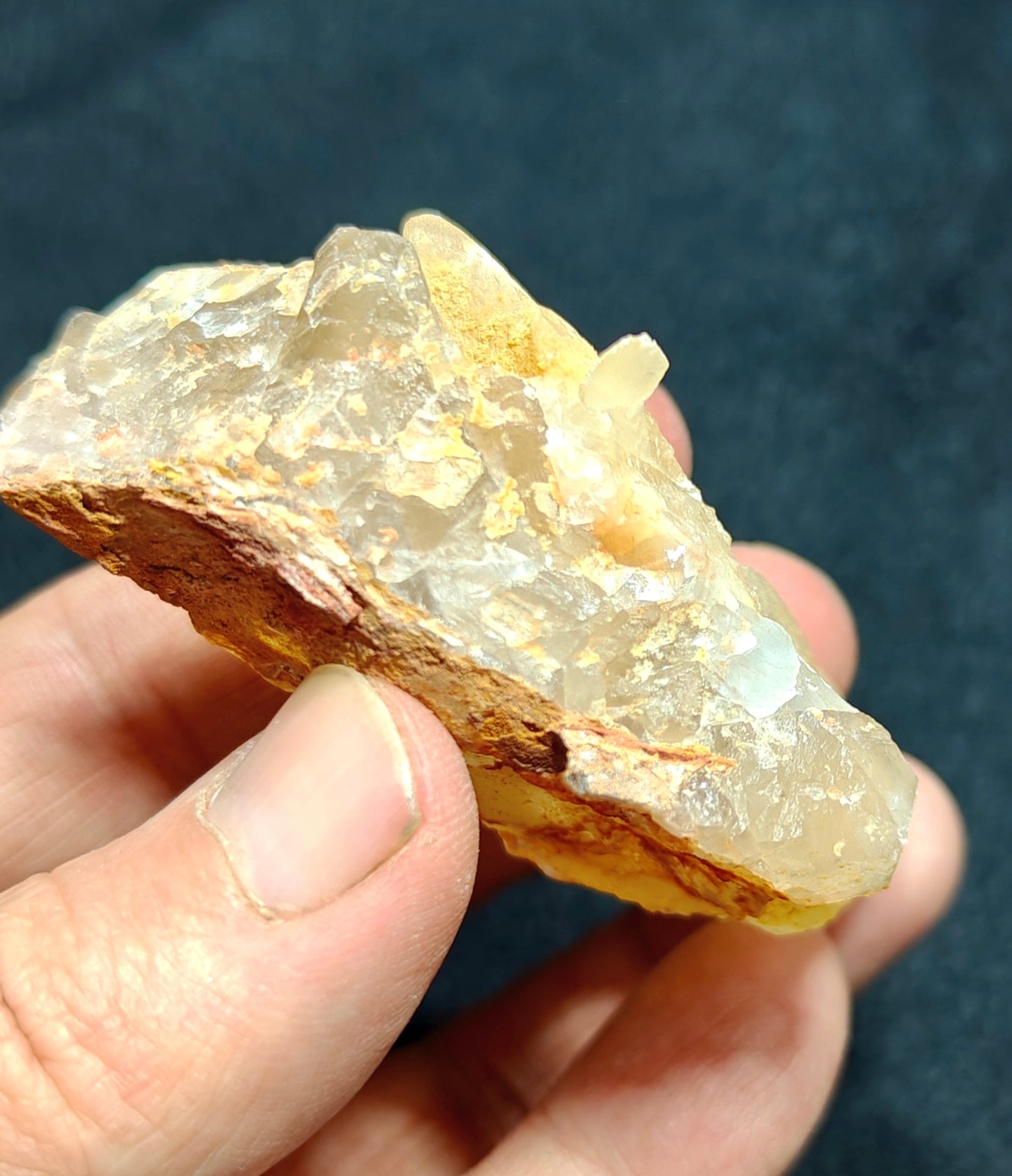 Single beautiful Dogteeth calcite crystals cluster with beautiful terminations with Fluorite combinations 80 grams