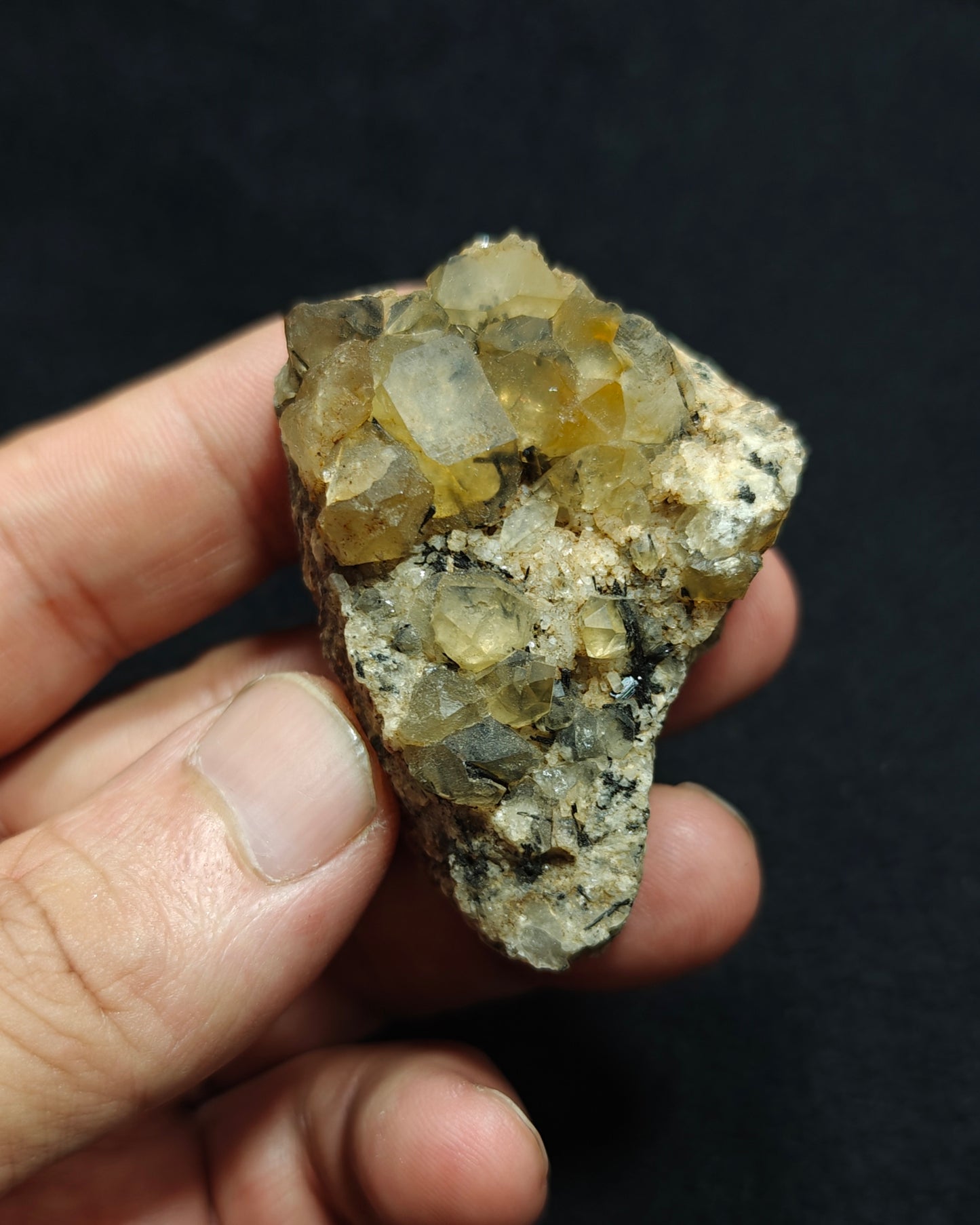 Astrophyllite included Quartz Crystals cluster with aegirine inclusions 66 grams