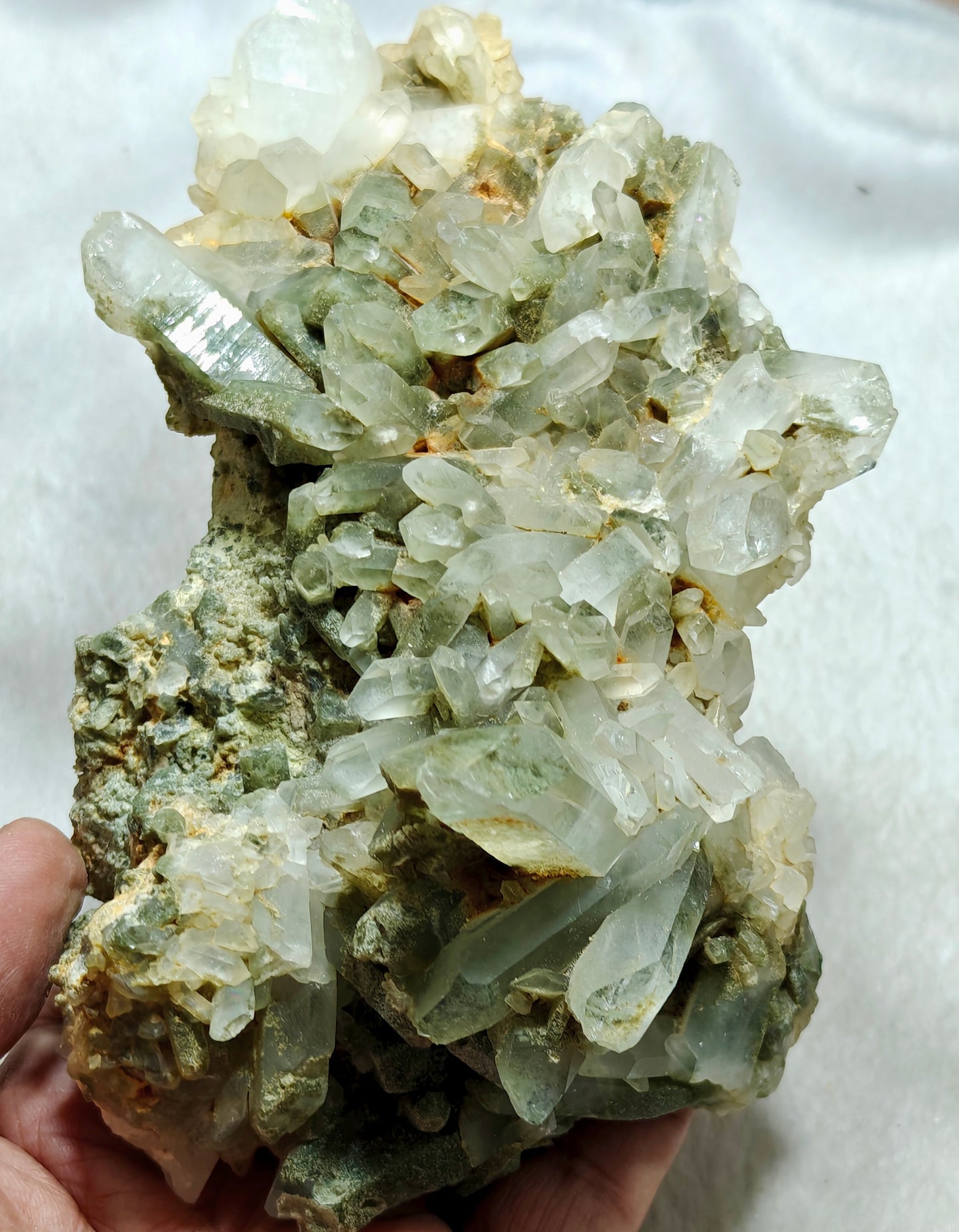 Natural terminated Chlorite Quartz crystals cluster 839 grams