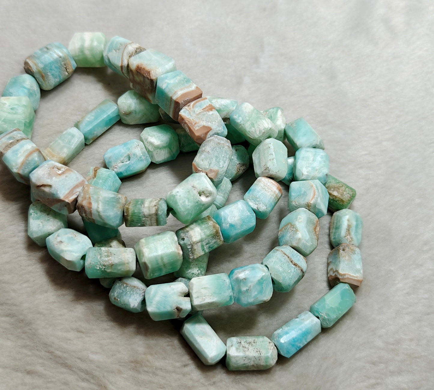 Natural aragonite beads bracelets adjustable elastic fit