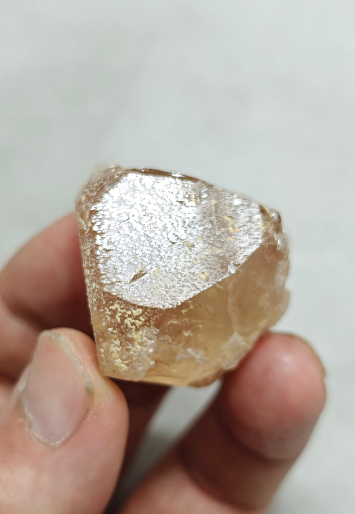 Peach color Topaz crystal with Tourmaline 68 grams