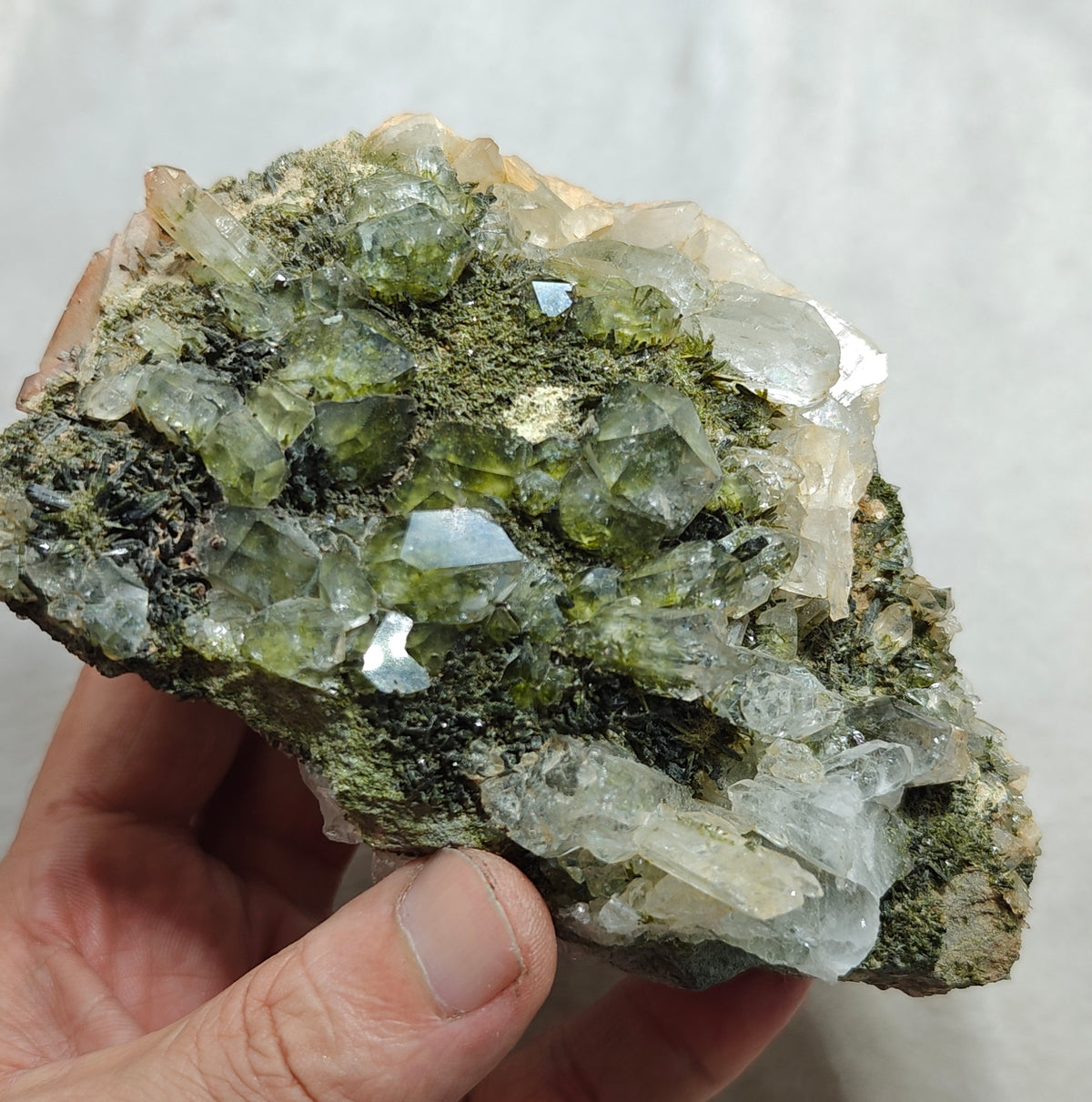 Natural Quartz and Epidote cluster 800 grams