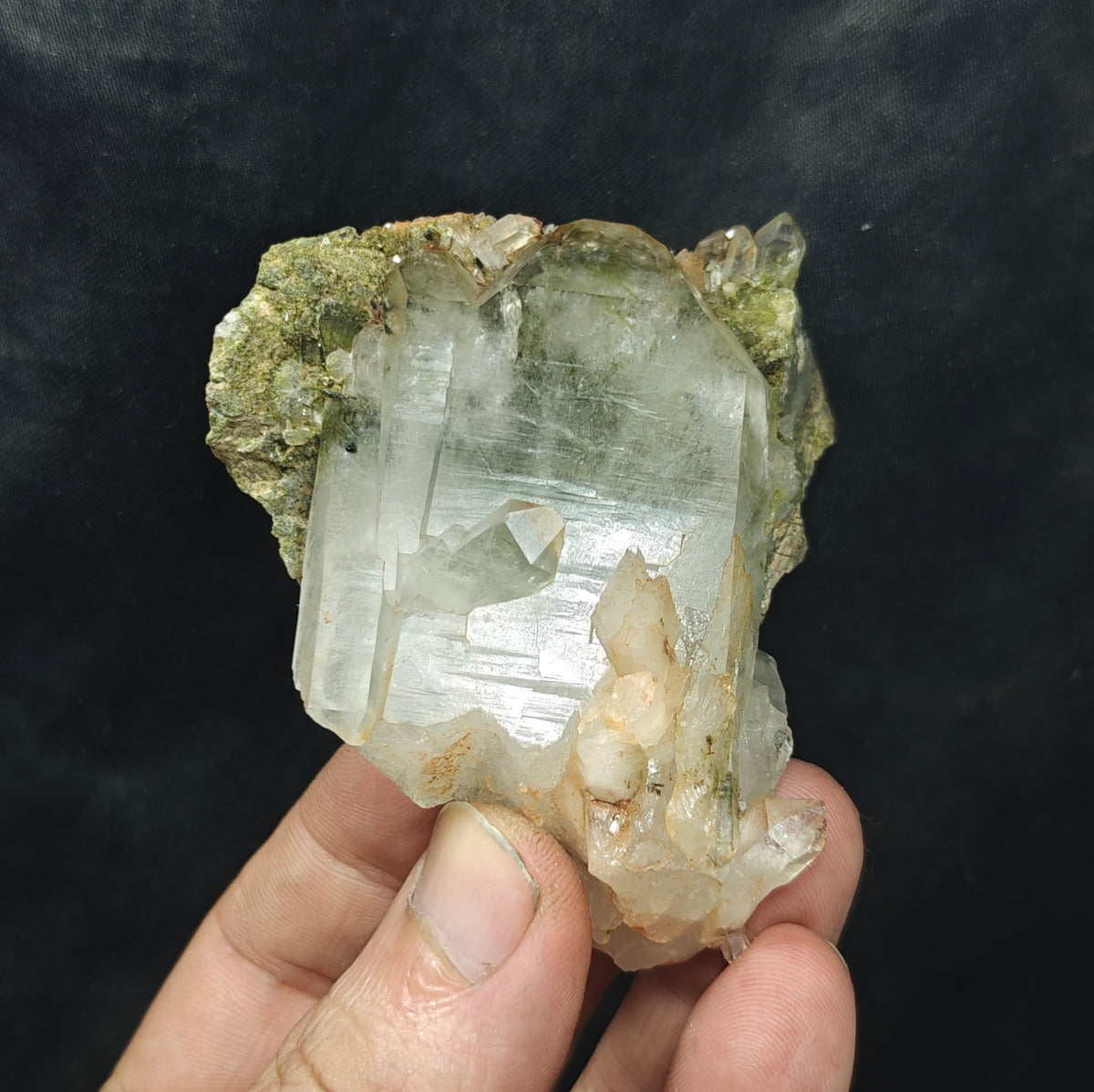 Natural Epidote Quartz cluster 157 grams
