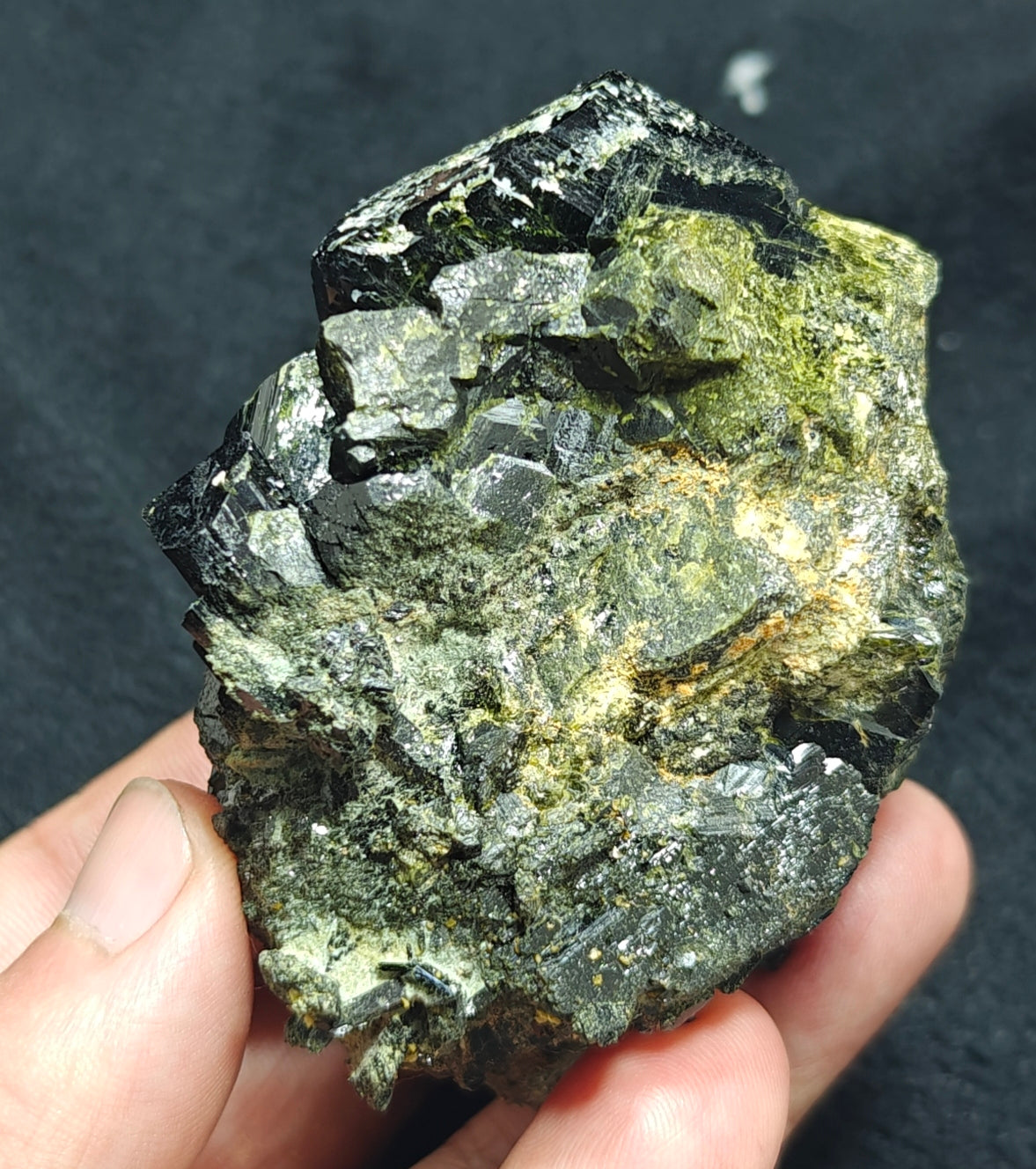 An Amazing specimen of lusterous Epidote 340 grams