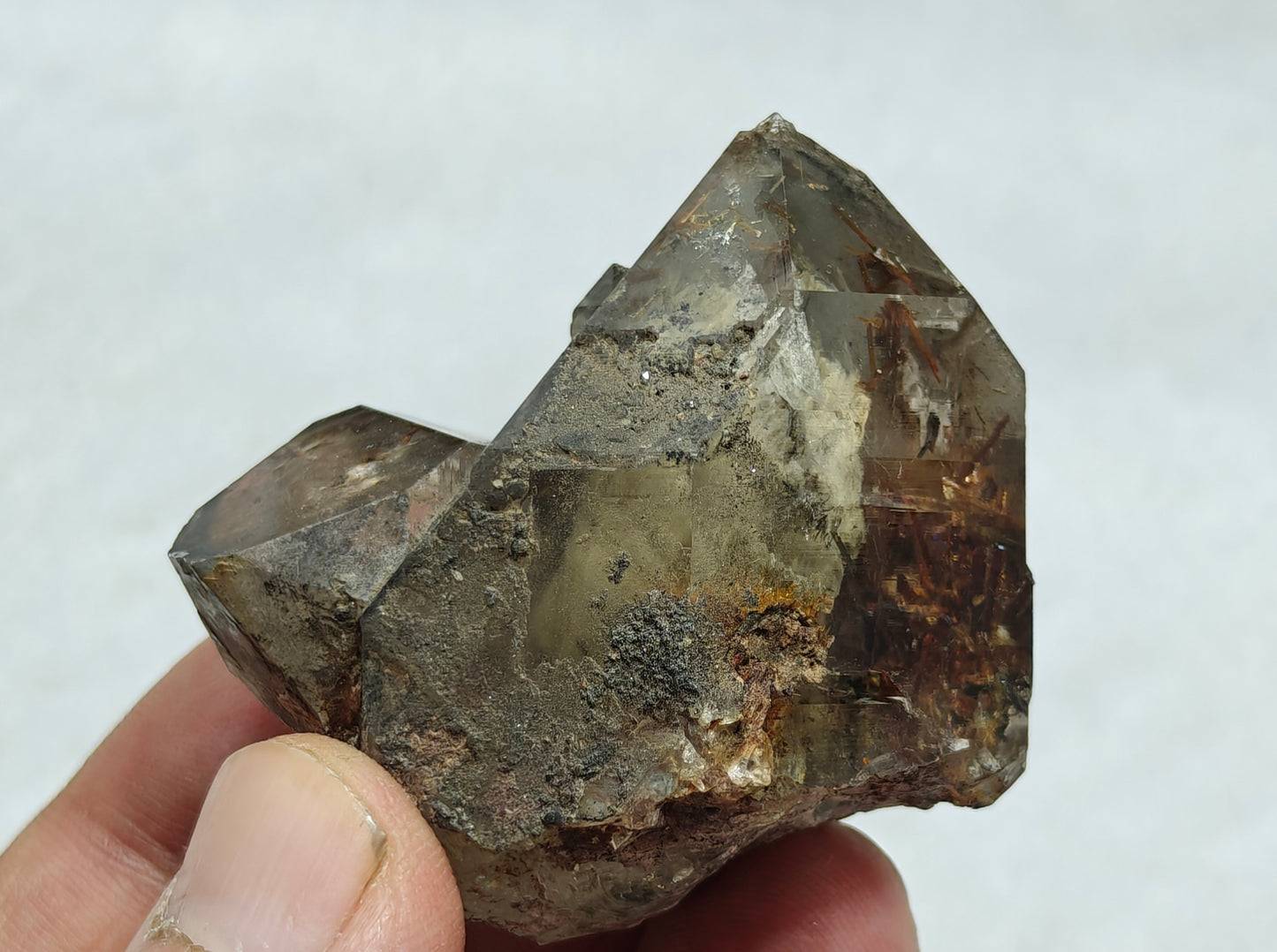 Natural smoky quartz with rutiles inclusions 73 grams