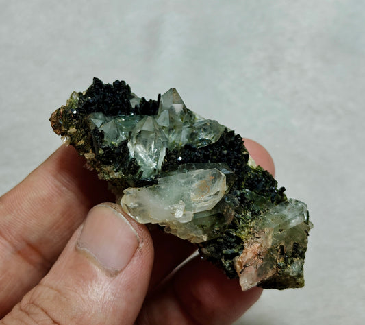 Natural quartz and Epidote cluster with 54 grams