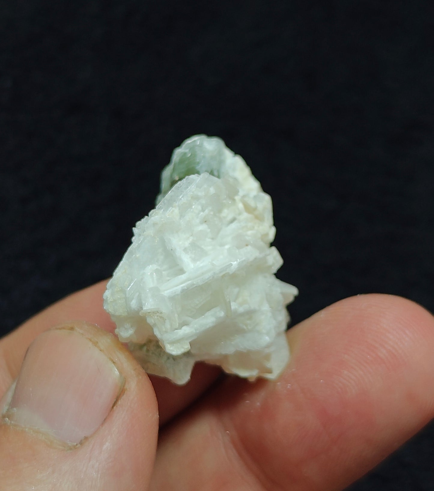 Natural dark green Tourmaline crystal and associated cleavlandite 10 grams