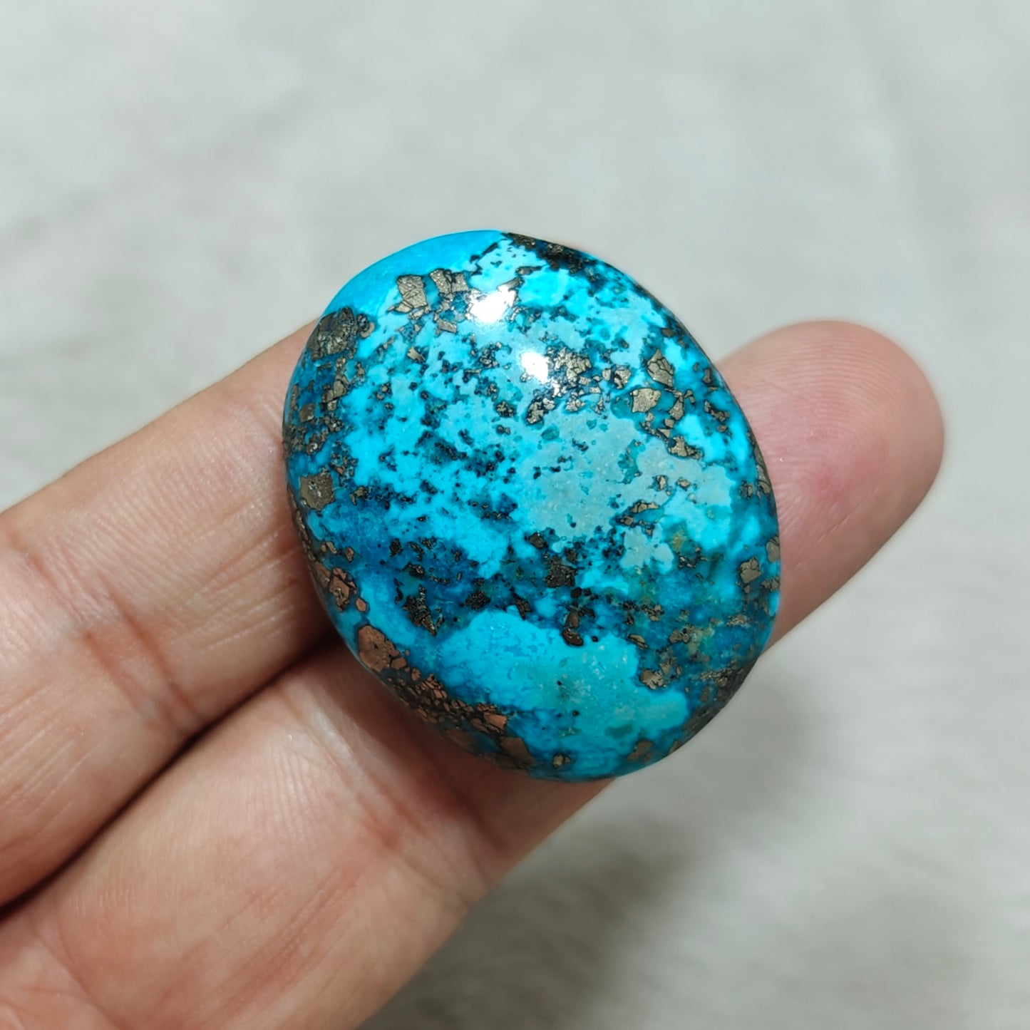 Single amazing natural turquoise cabochon with Pyrite 28.5 grams