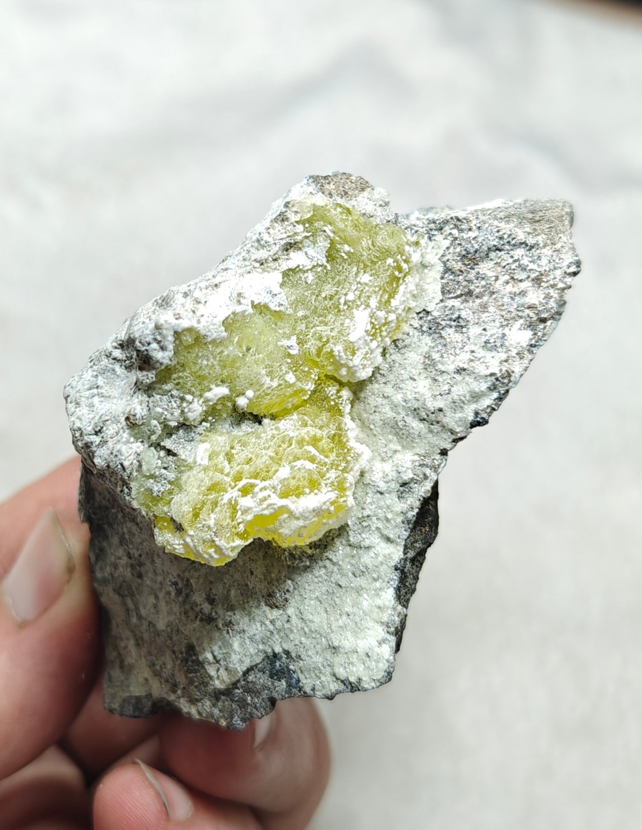 An amazing specimen of Natural yellow color Brucite on matrix 198 grams