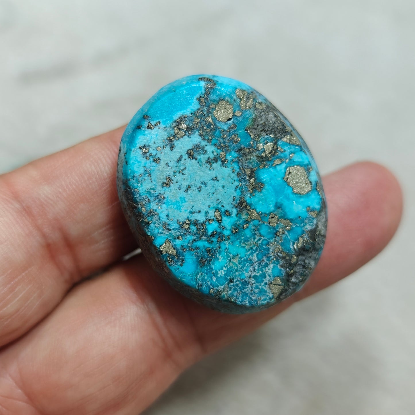 Single amazing natural turquoise cabochon with Pyrite 28.5 grams