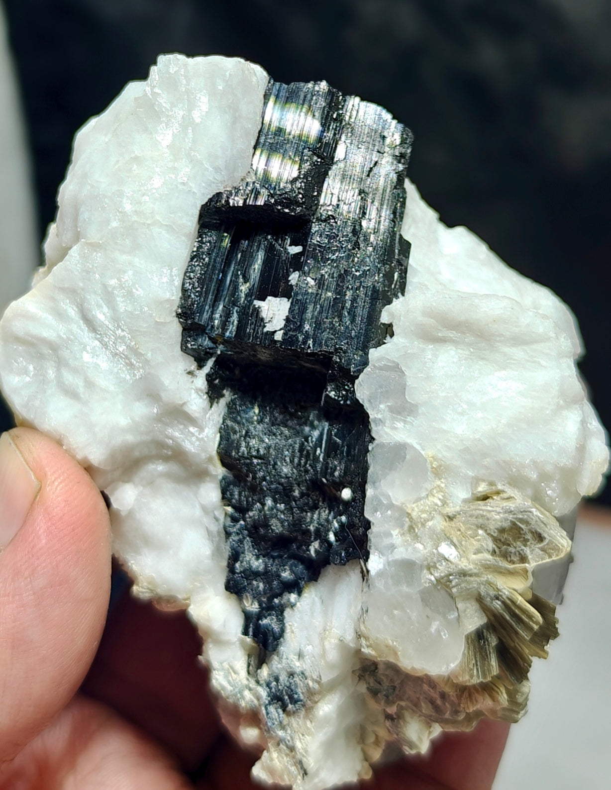 An Aesthetic Natural specimen of combination of Albite, etched Schorl, Quartz and Muscovite 268 grams