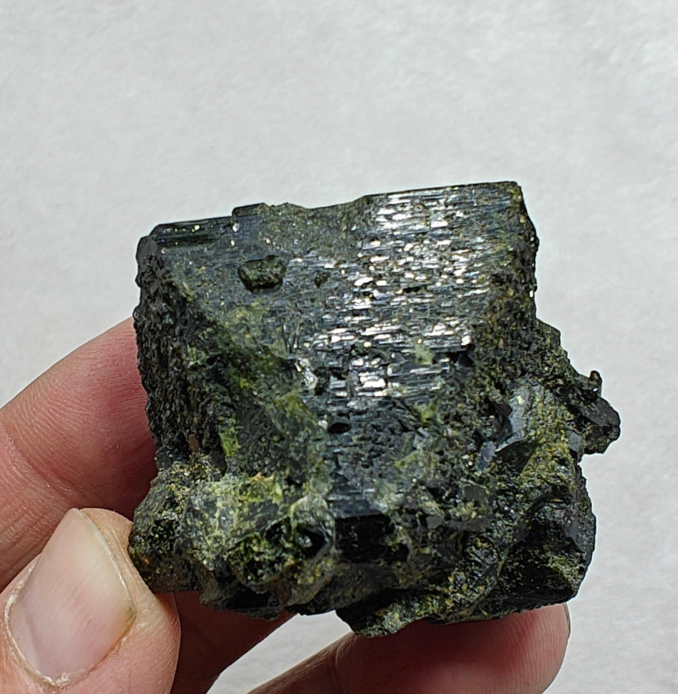 Natural dark green color epidote crystal 124 grams