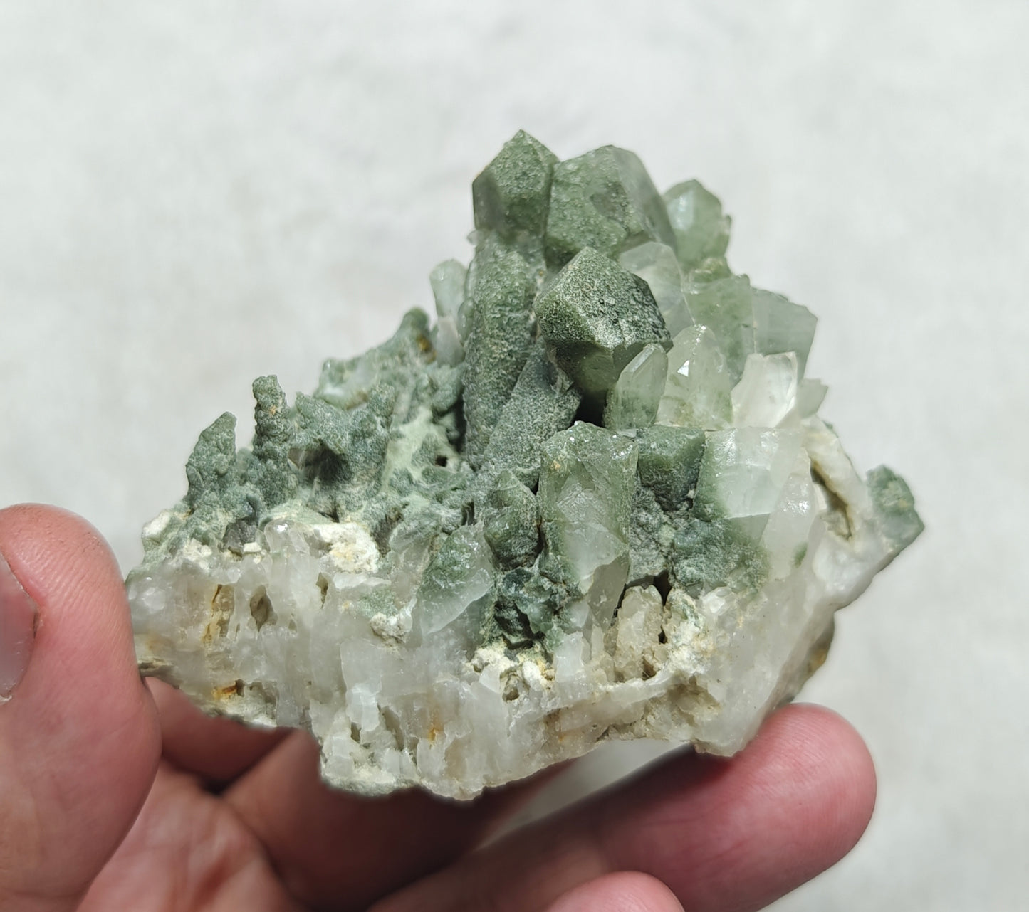 An Aesthetic small Natural crystals cluster of beautifully terminated Chlorite Quartz 163 grams