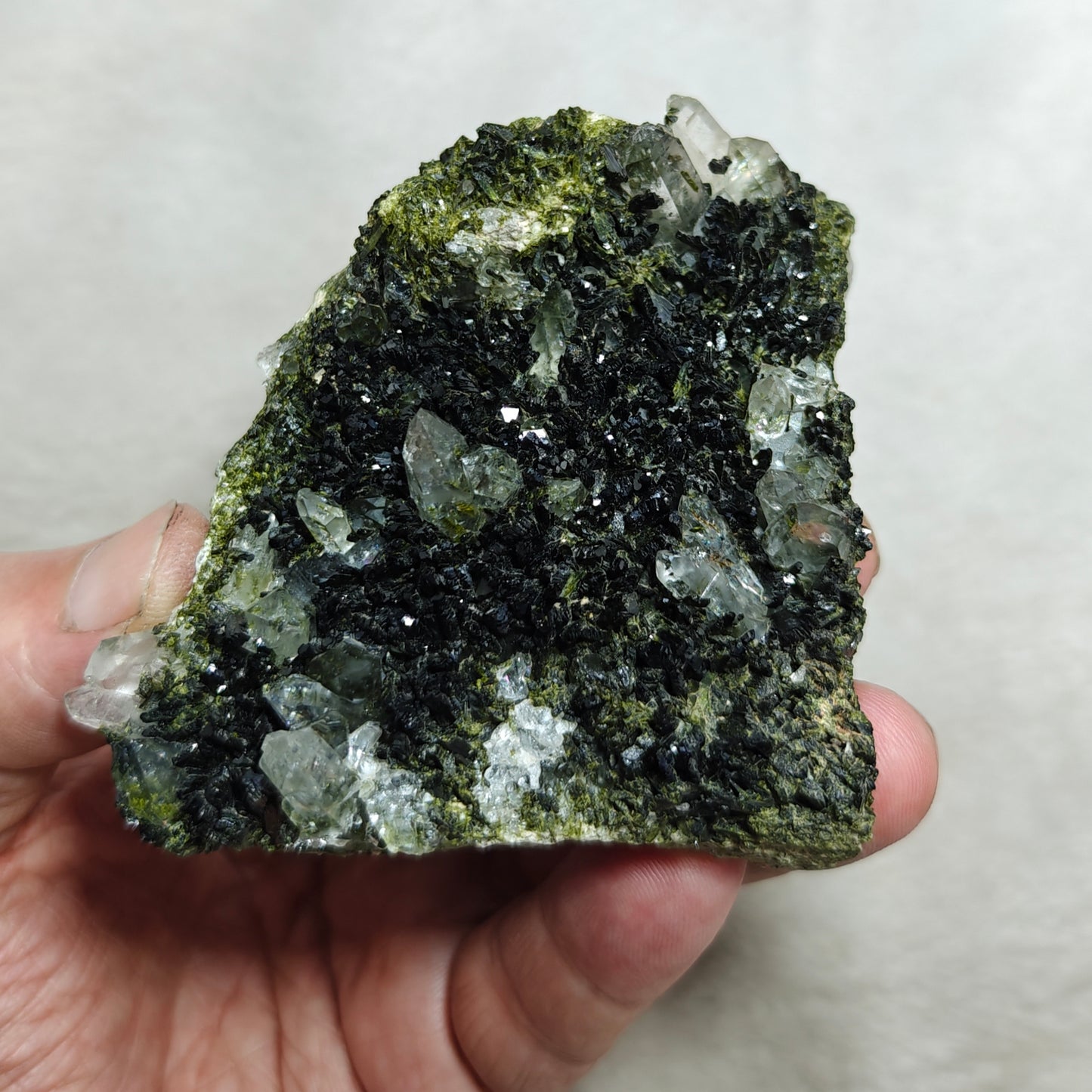 Natural double sided quartz and Epidote specimen 194 grams