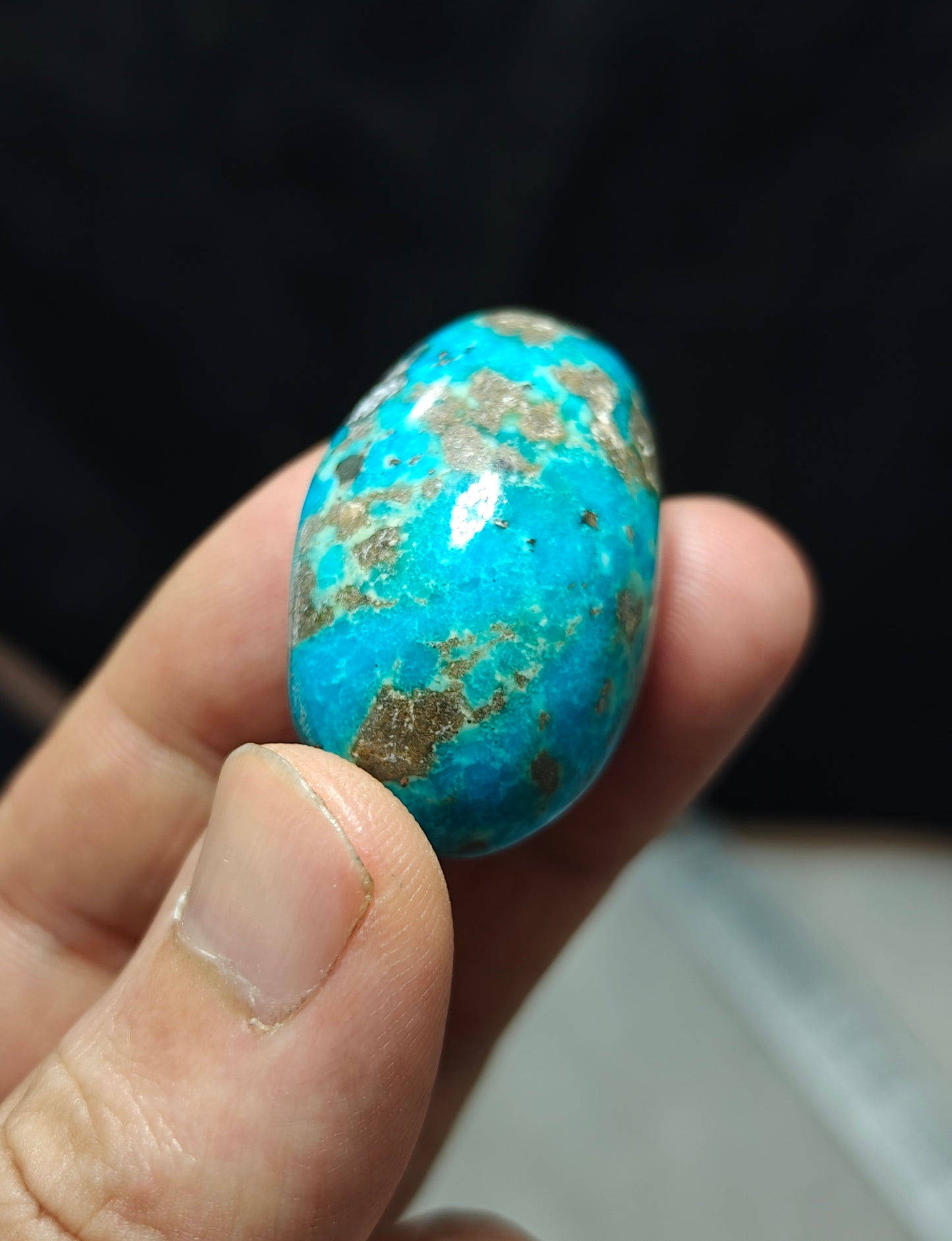 Single amazing natural turquoise cabochon with Pyrite 27.4 grams