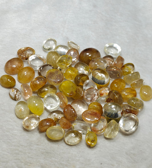 Rutilated Brazilian included polished quartz Cabochon 200 grams