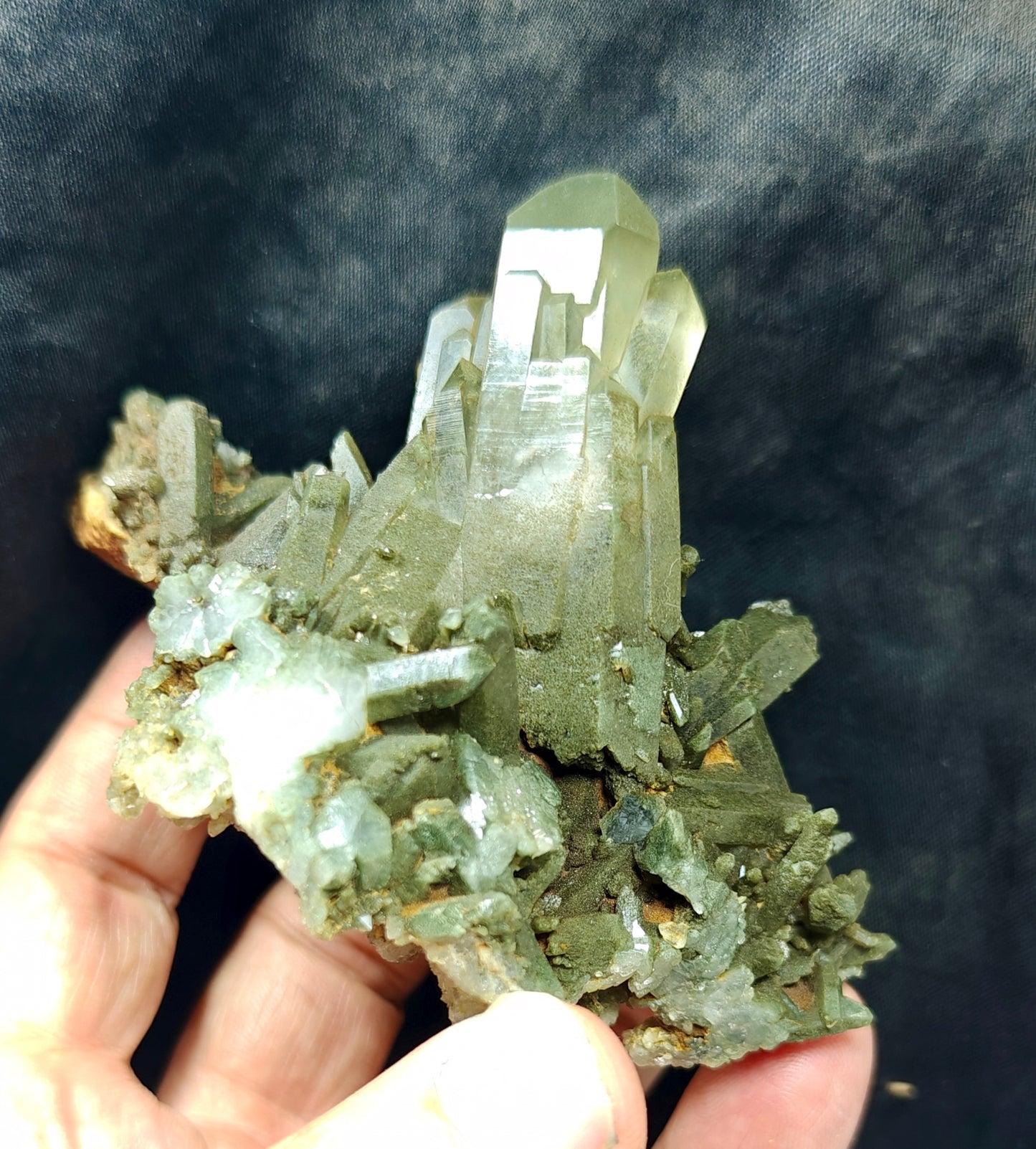 Natural chlorite quartz cluster 200 grams