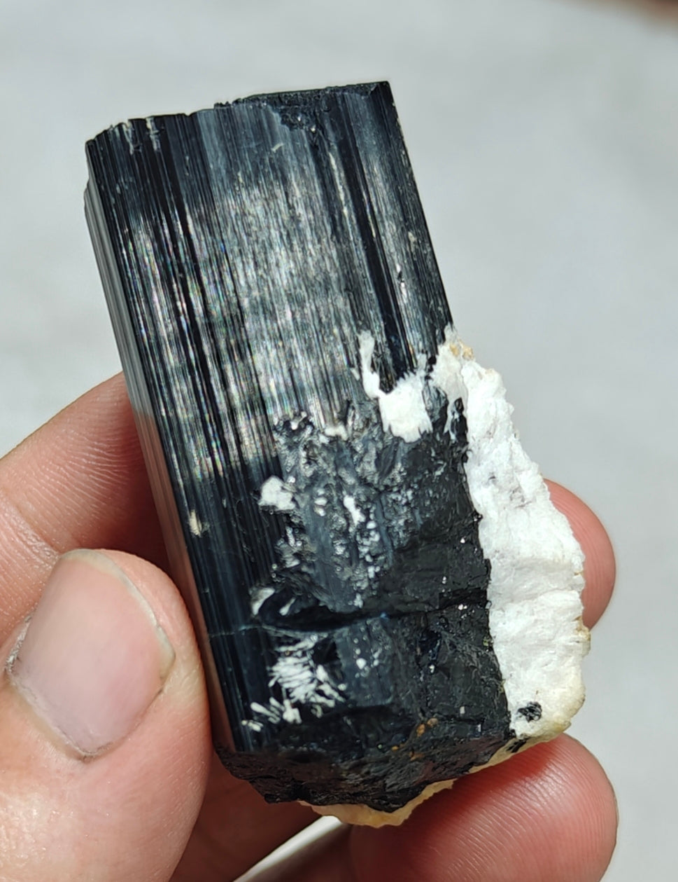 An Aesthetic Natural Tourmaline crystals with Albite attachment 81 grams