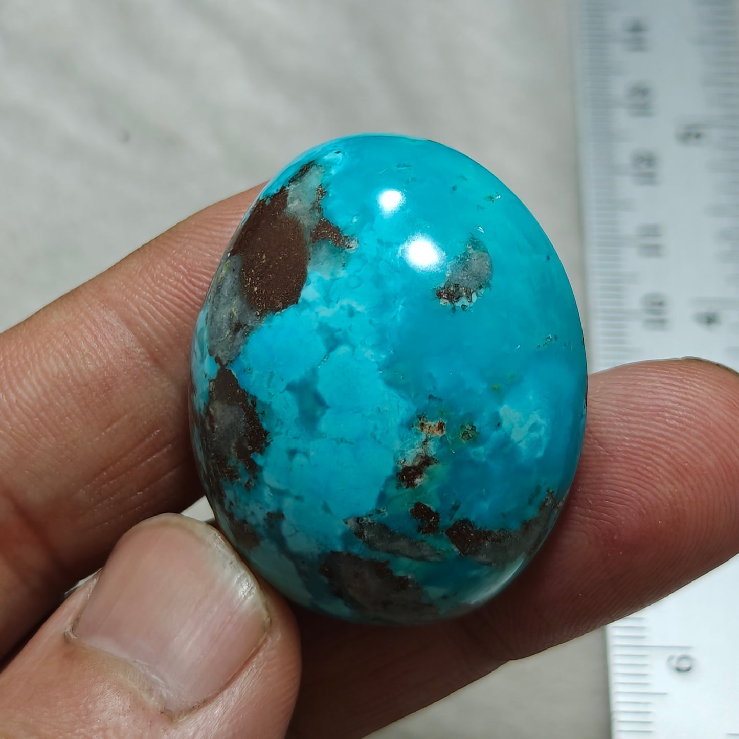 Natural stabilized turquoise cabochon with Pyrite 29.7 grams