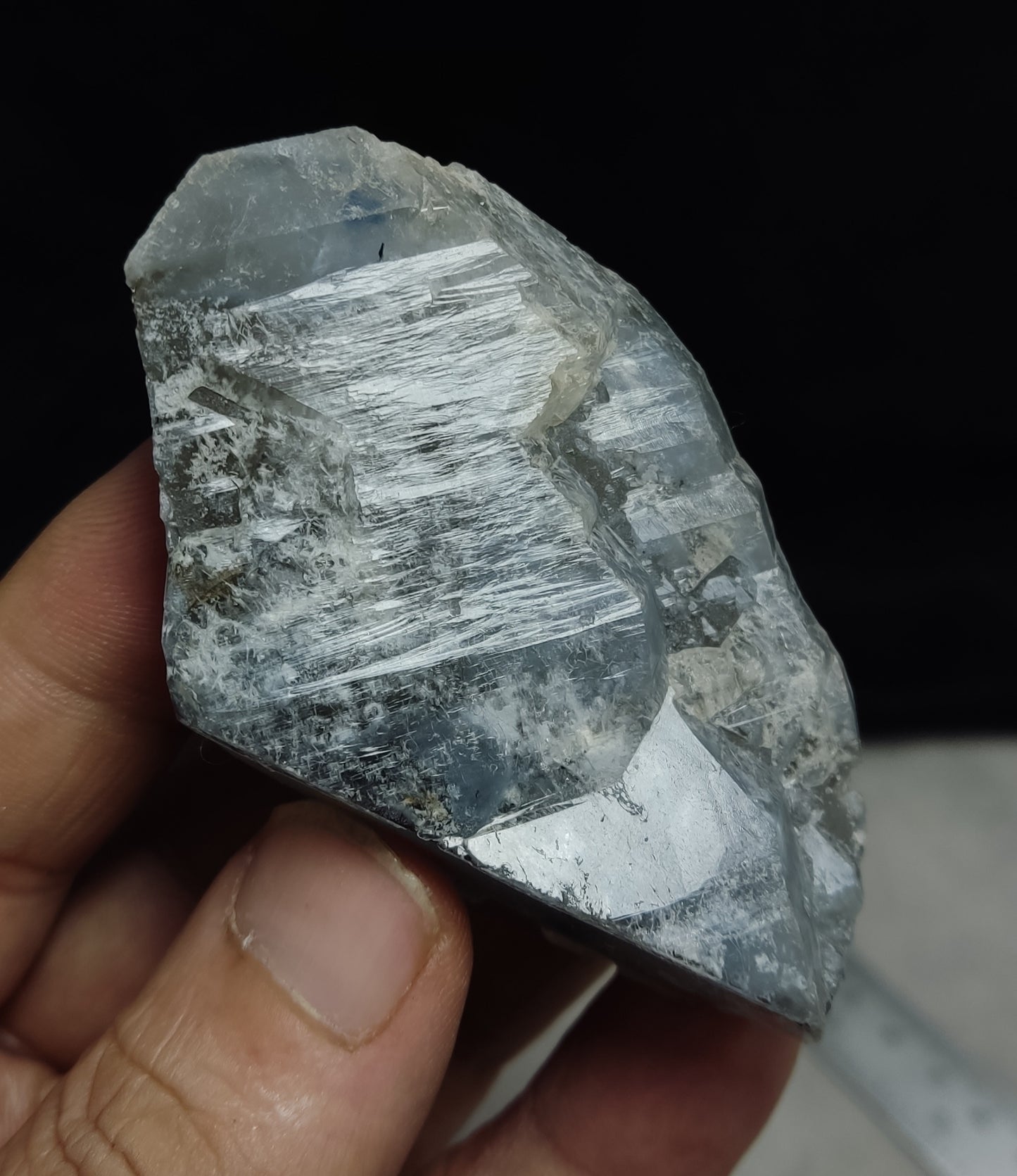 Natural Terminated Indicolite Blue Quartz Smoky Crystal 87 grams