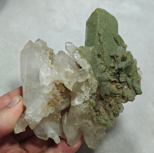Natural quartz cluster with chlorite inclusions 378 grams