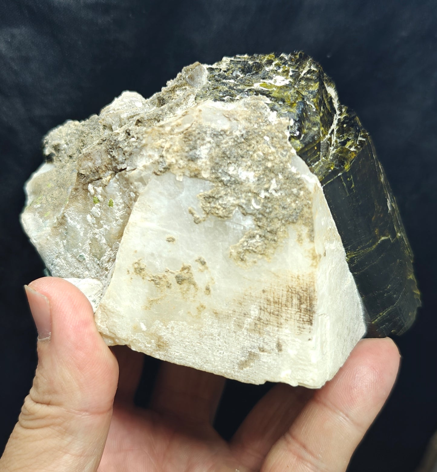 Natural Epidote crystal on matrix with Albite 943 grams