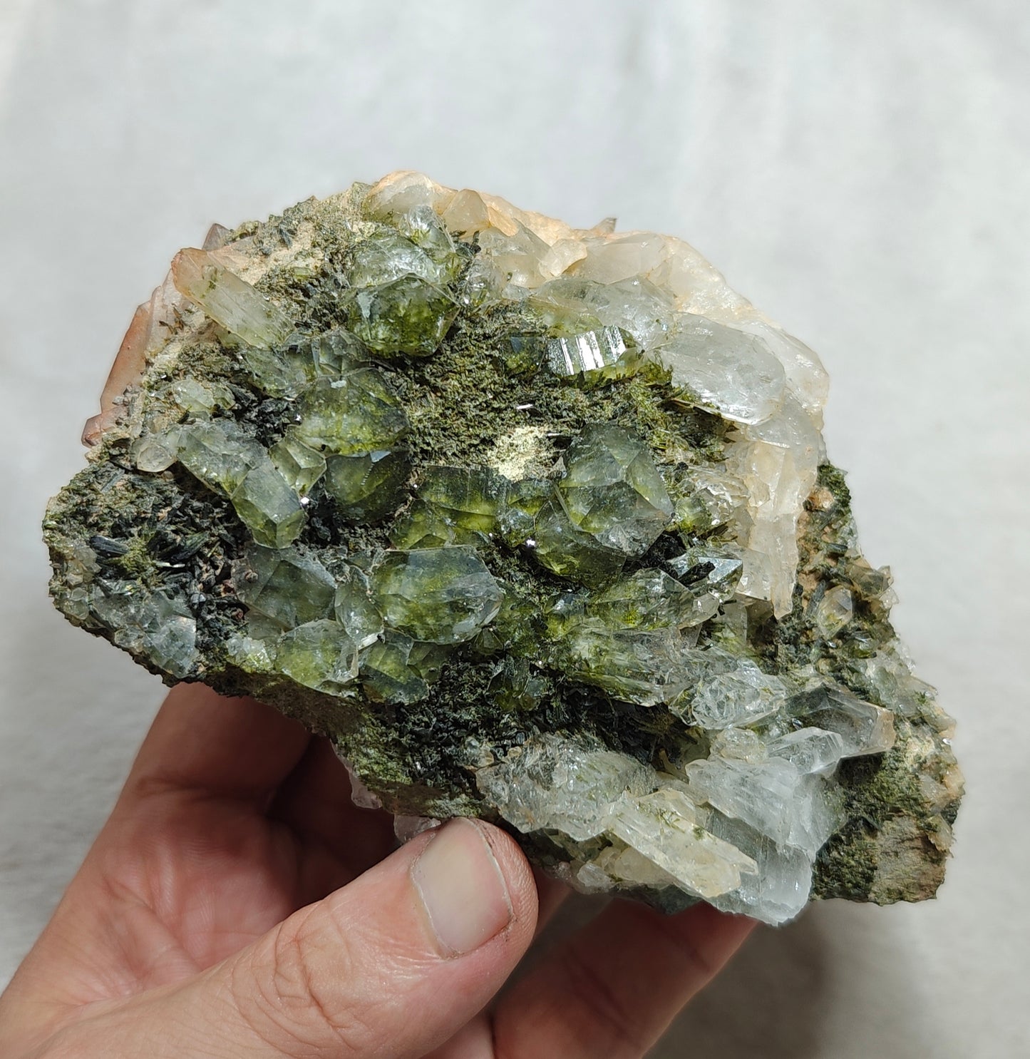 Natural Quartz and Epidote cluster 800 grams