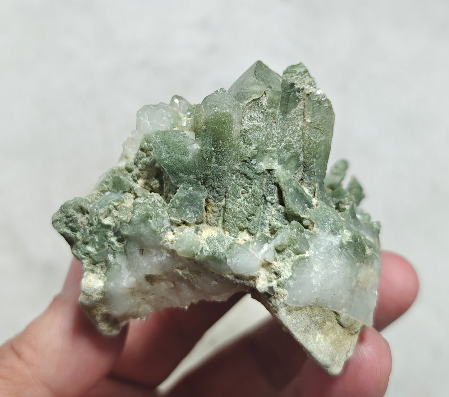 An Aesthetic small Natural crystals cluster of beautifully terminated Chlorite Quartz 163 grams