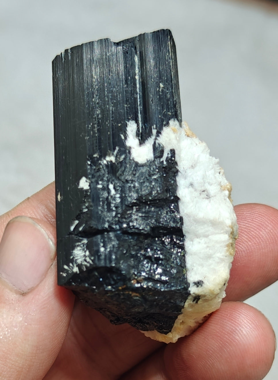 An Aesthetic Natural Tourmaline crystals with Albite attachment 81 grams