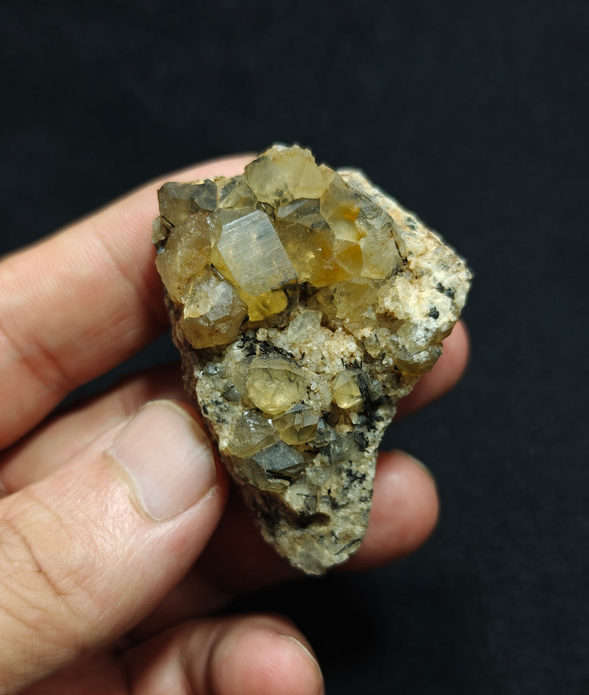 Astrophyllite included Quartz Crystals cluster with aegirine inclusions 66 grams