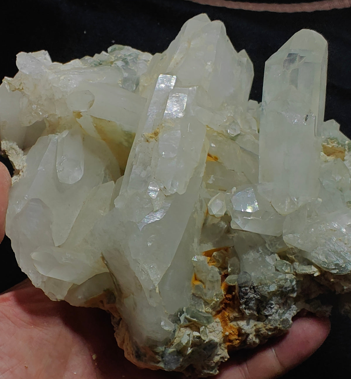 Quartz crystals cluster with chlorite inclusions 1680 grams