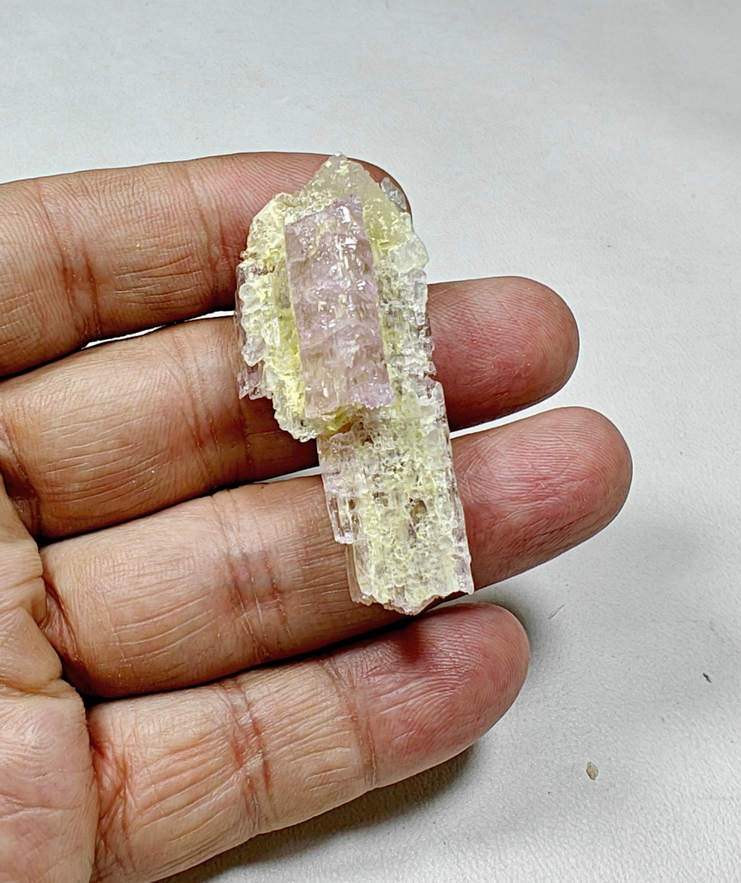 Natural etched kunzite crystal 20 grams