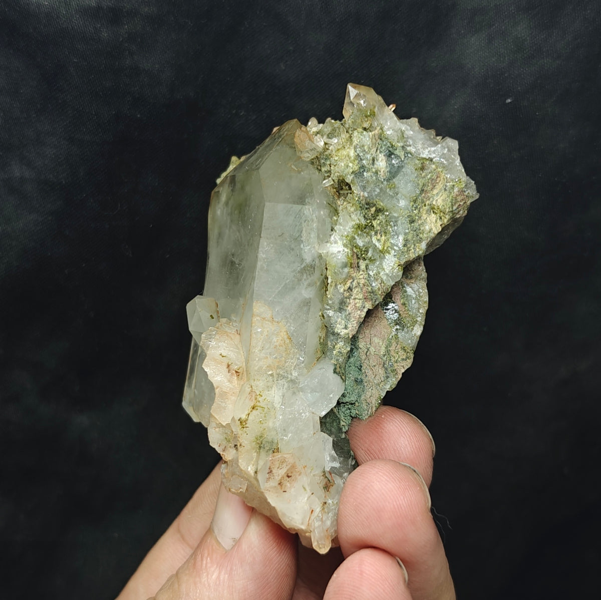 Natural Epidote Quartz cluster 157 grams
