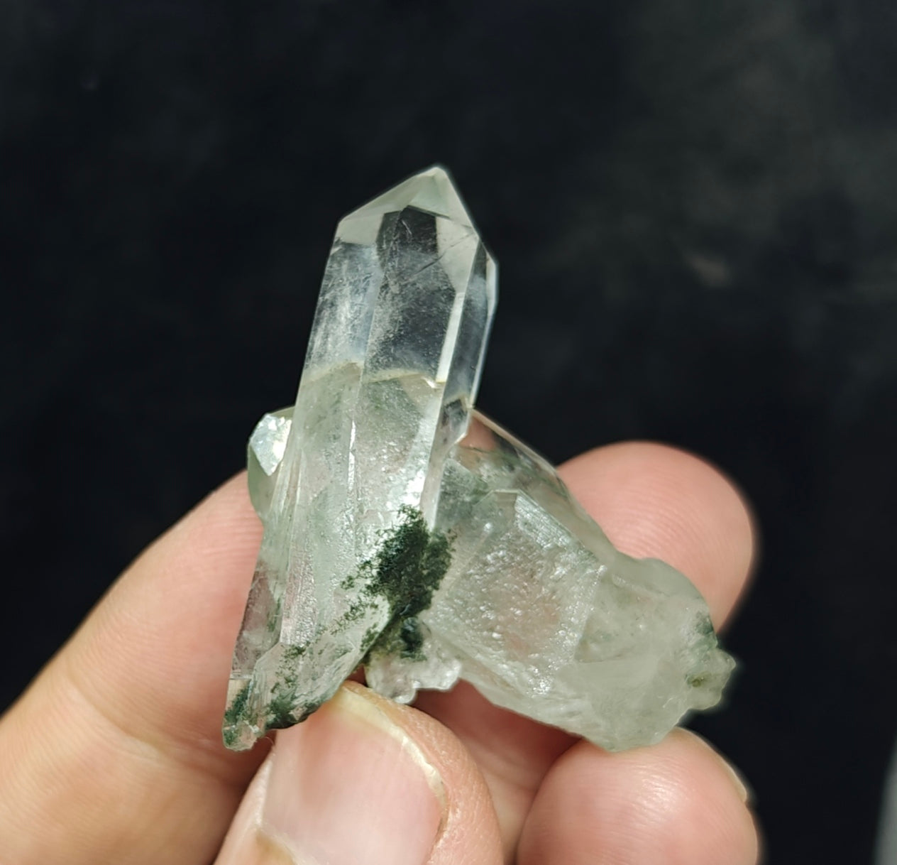 Natural chlorite quartz crystal cross formation 19 grams