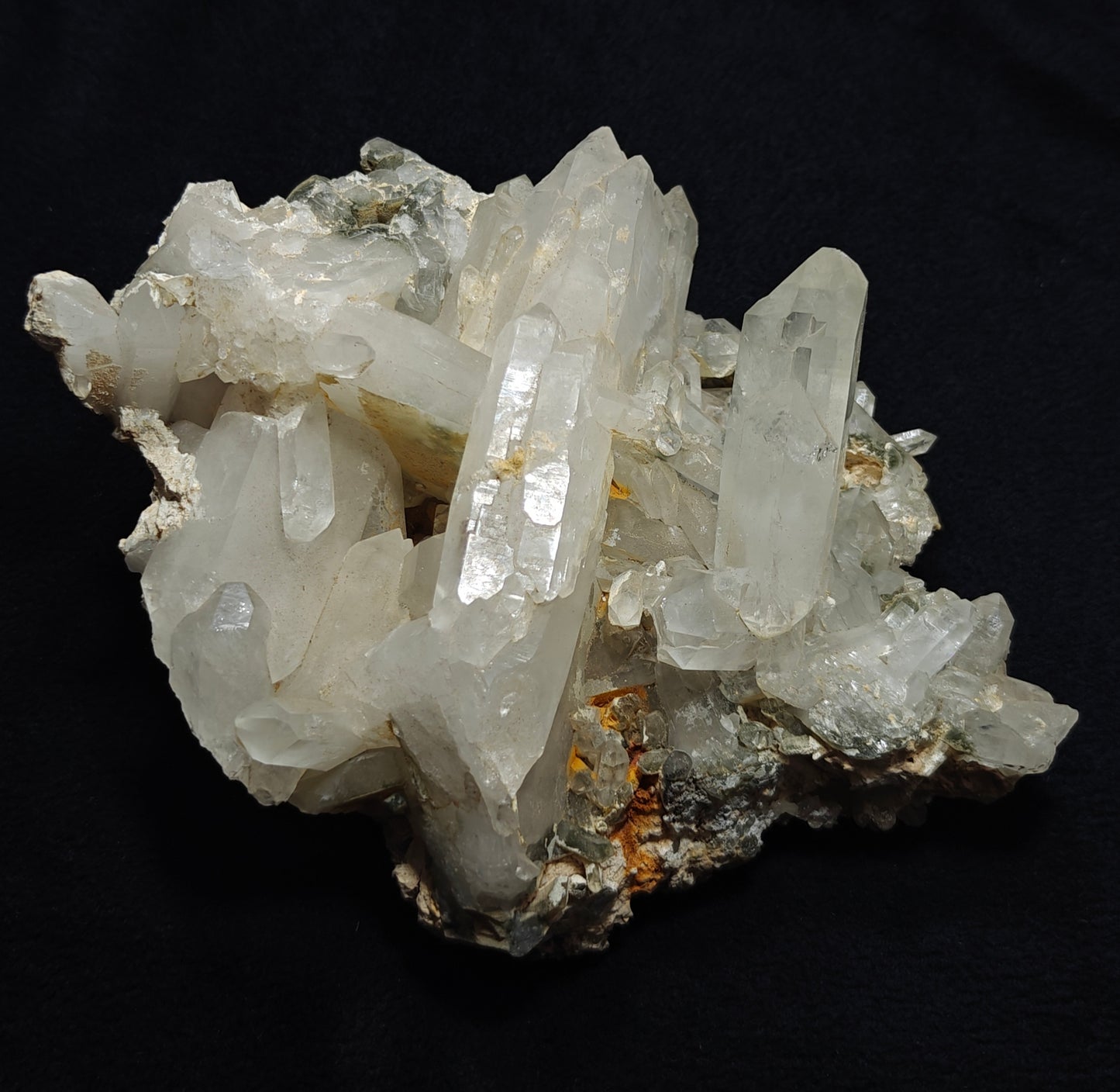 Quartz crystals cluster with chlorite inclusions 1680 grams