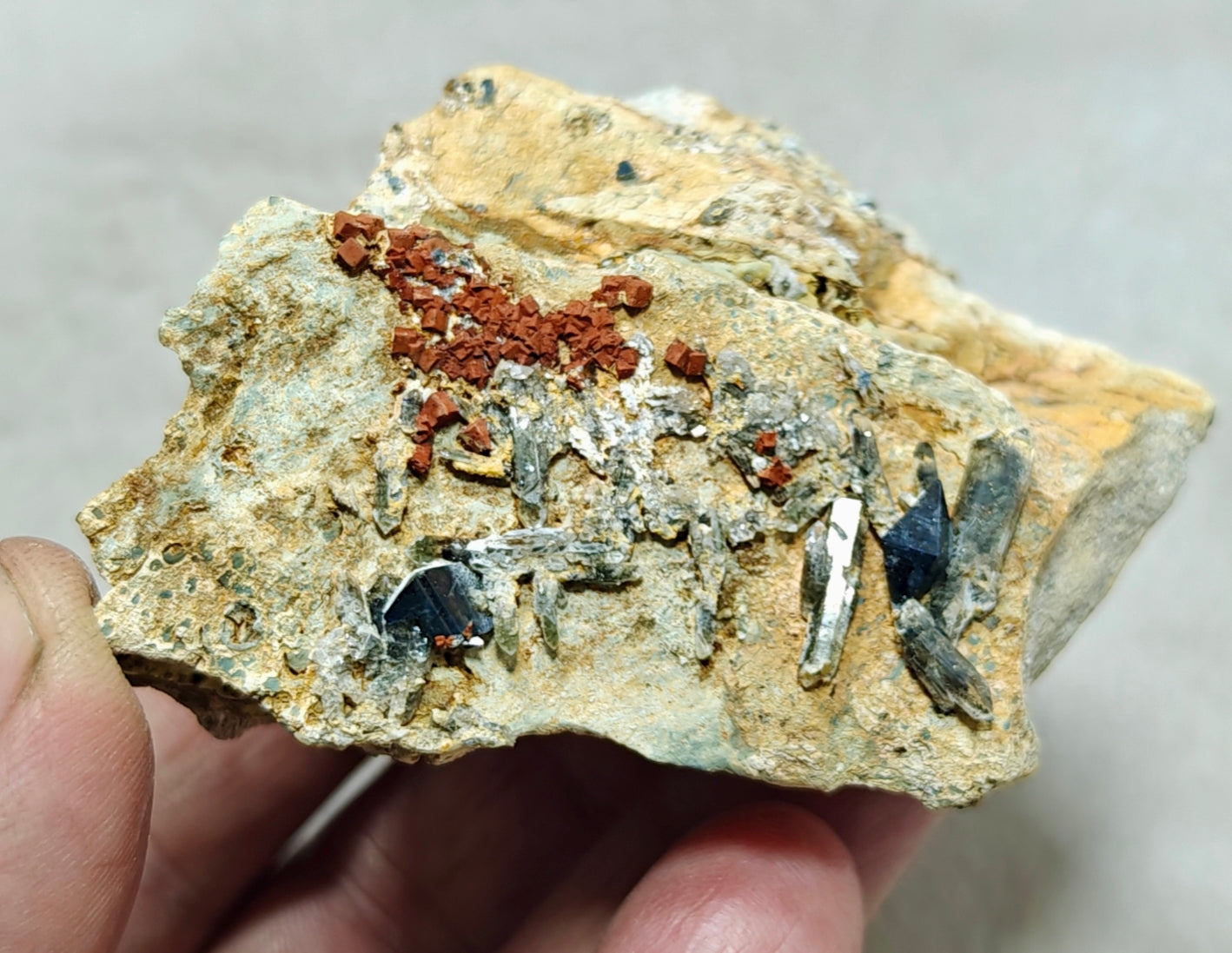 Anatase Crystals with chlorite quartz on matrix with possible pyrite cubes 128 grams