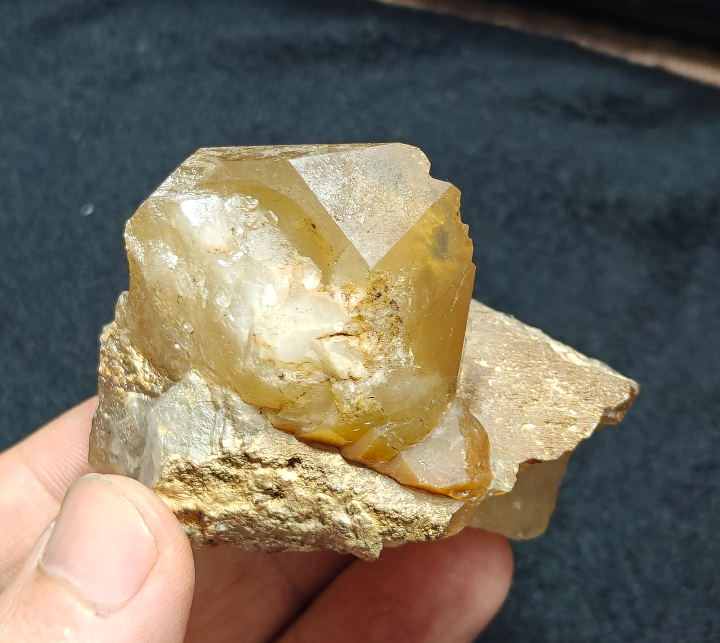 Astrophyllite included terminated Quartz Crystal on matrix 144 grams