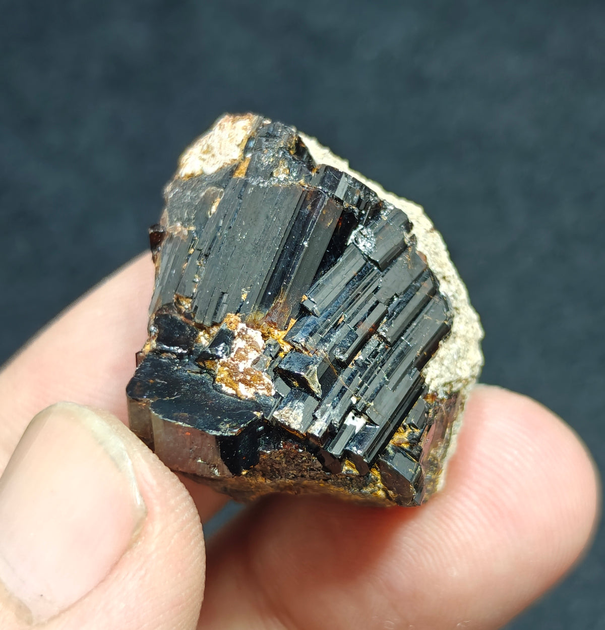Natural dark brown Vesuvianite crystal on matrix 25 grams
