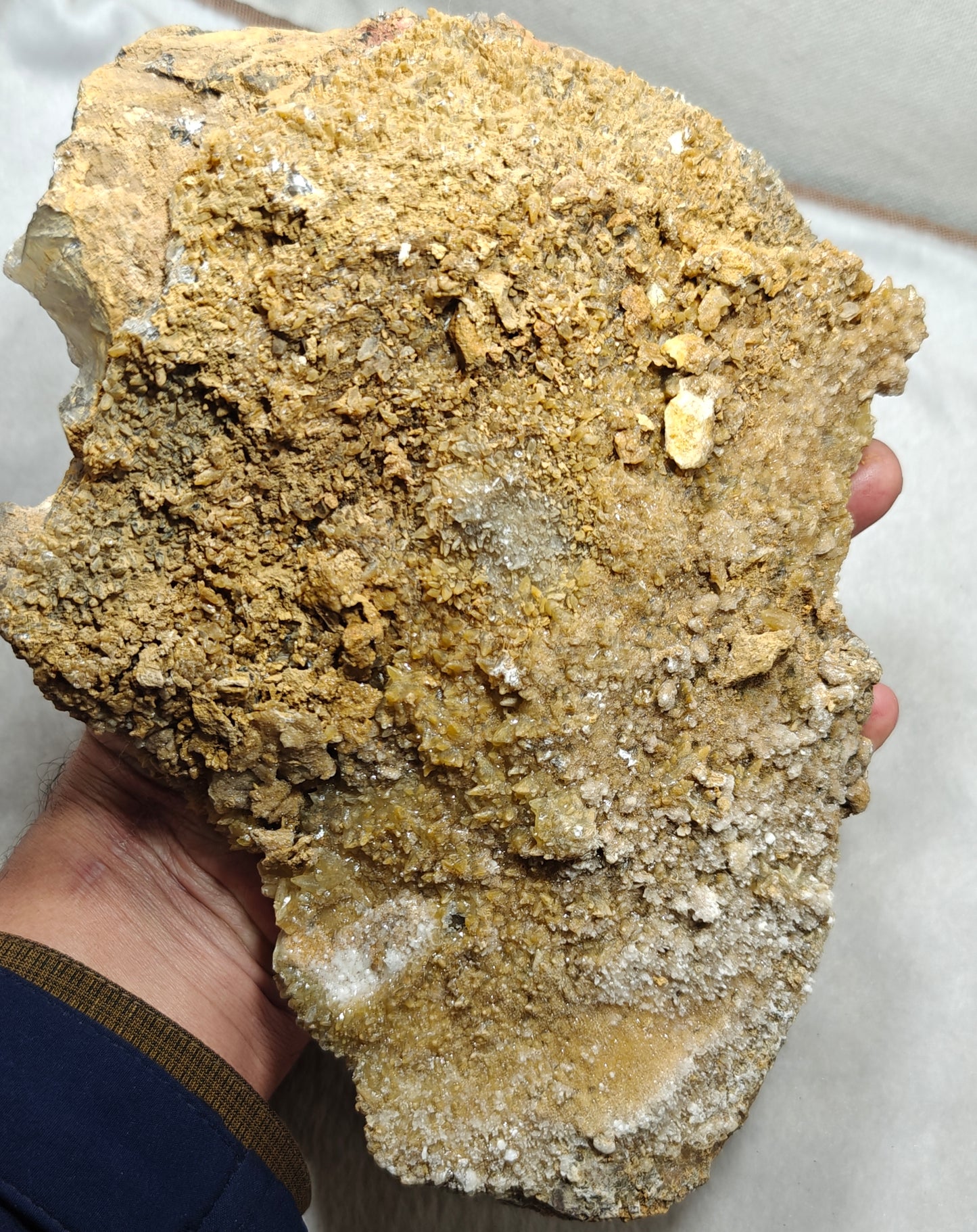 Beautiful Grey Color Fluorite plate with Dogteeth calcite crystals 1580 grams