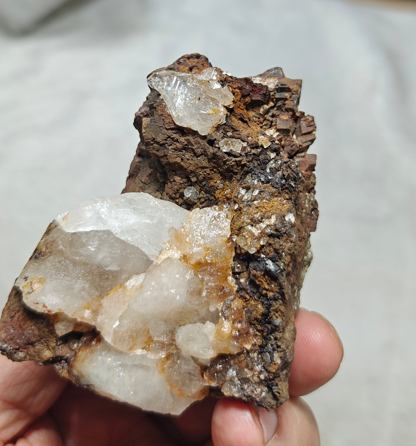 Natural siderite specimen on matrix with quartz 234 grams