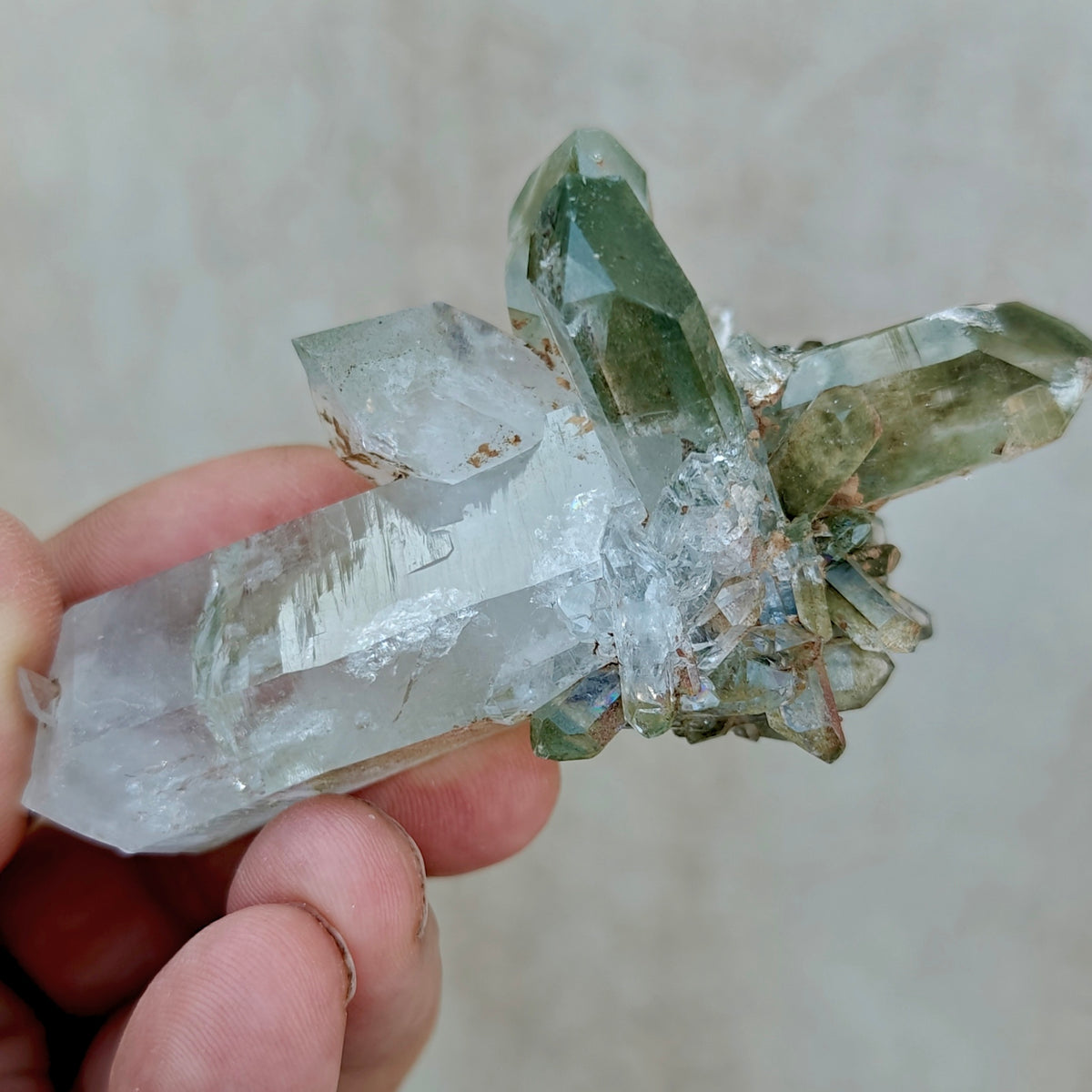 Natural Chlorite Quartz crystals cluster 104 grams