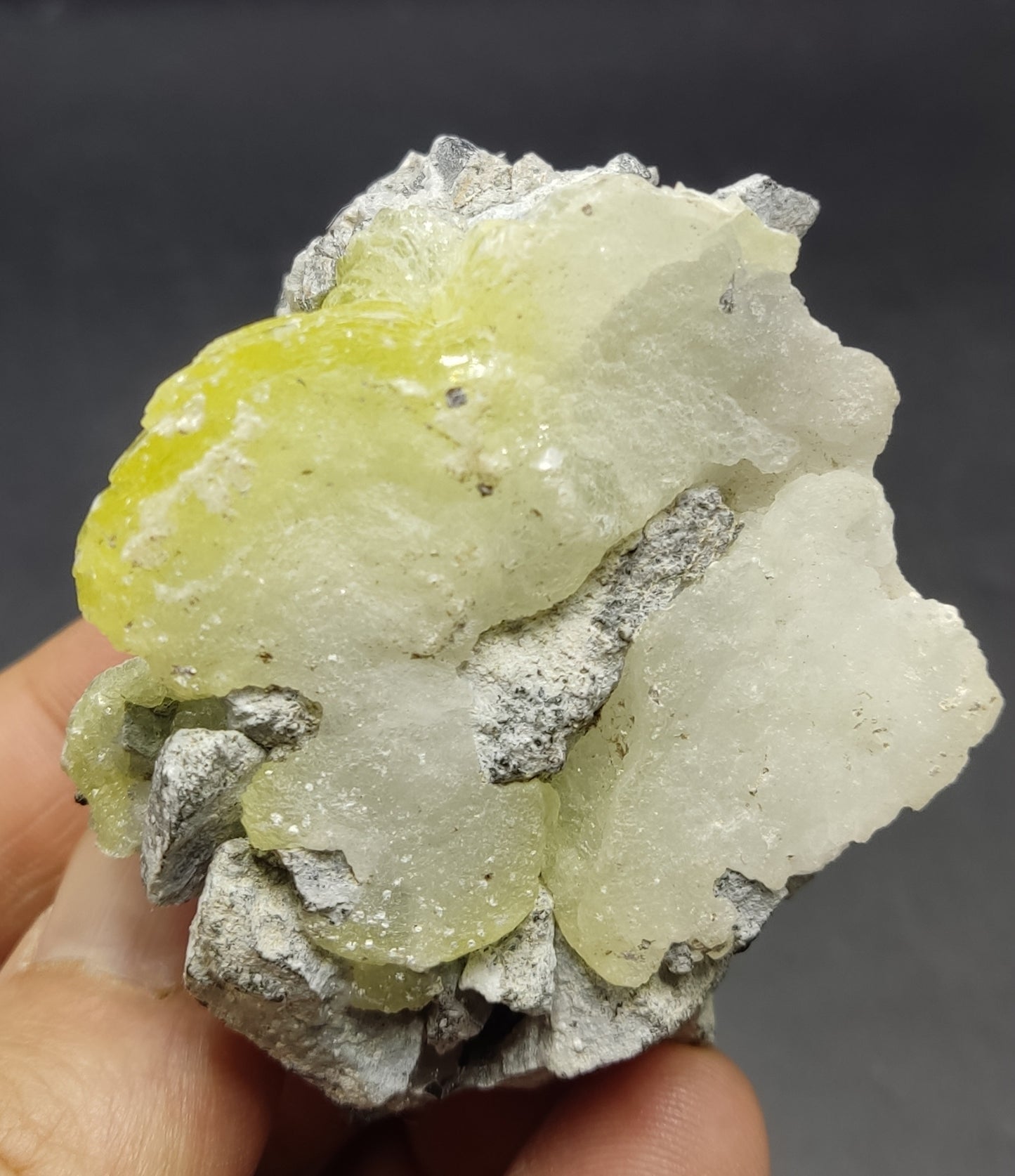 Natural Yellow brucite on Matrix with Chromite 108 grams