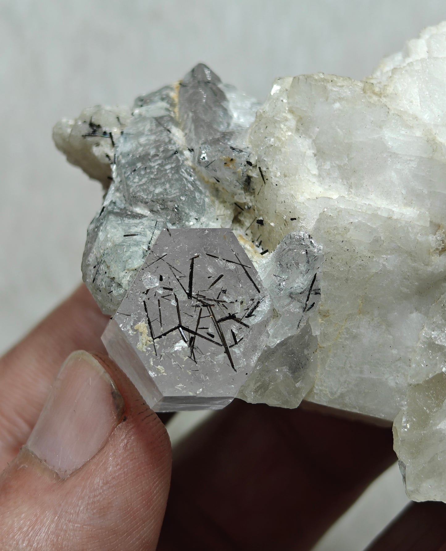 Beryl Variety Goshenite on matrix with schorl and quartz 123 grams